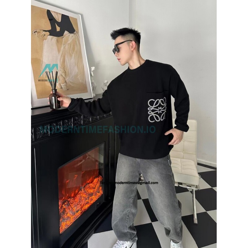 Loewe - 23FW Knitted Sweater With Jacquard Pocket