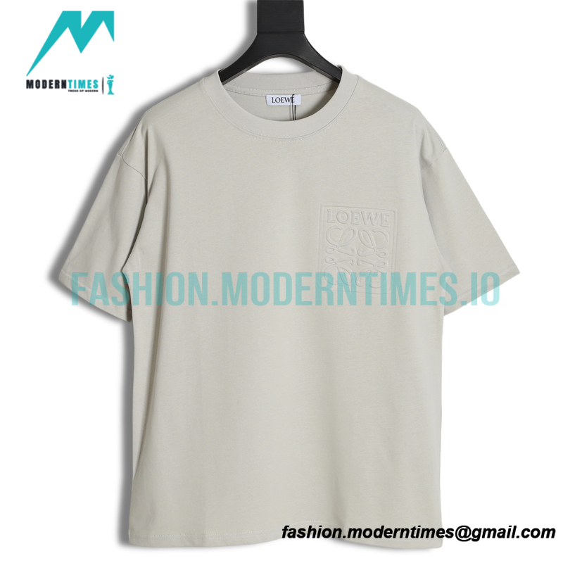 Loewe - 23ss Embossed Logo Light Grey Short-sleeved T-shirt