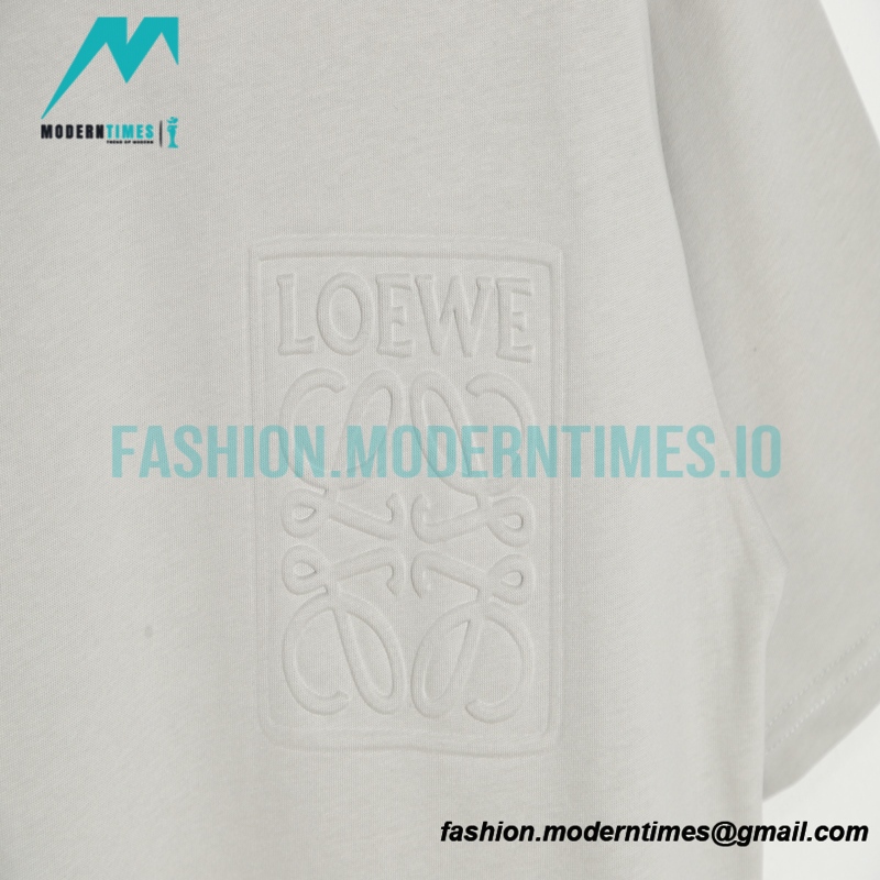 Loewe - 23ss Embossed Logo Light Grey Short-sleeved T-shirt
