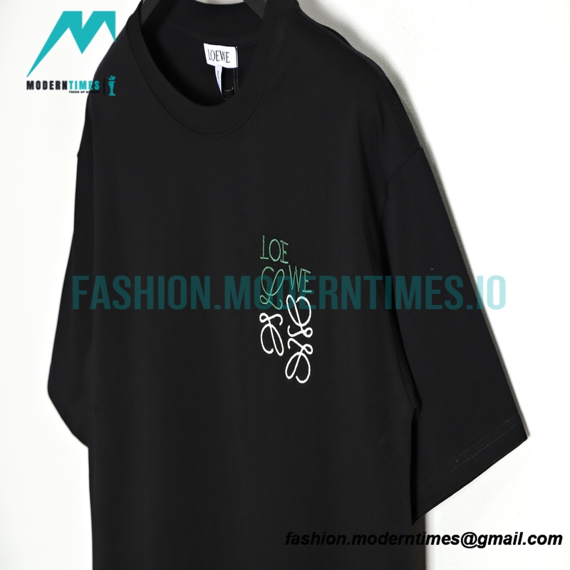 Loewe - 23ss Simple Color Contrast Logo Embroidery Short-sleeved T-shirt