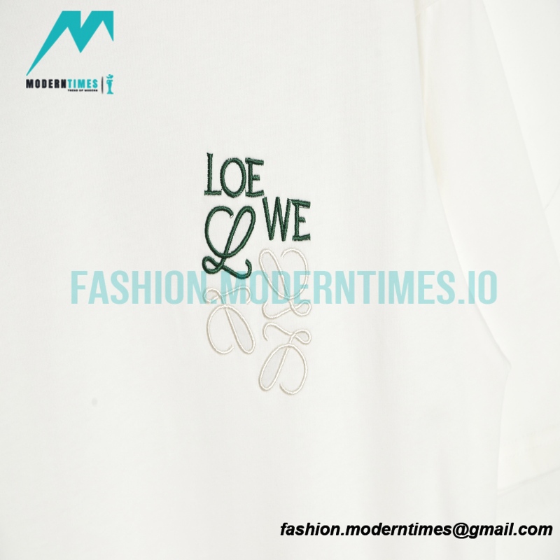 Loewe - 23ss Simple Color Contrast Logo Embroidery Short-sleeved T-shirt