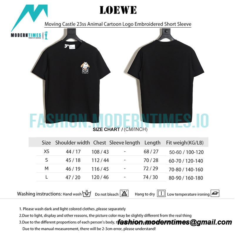  Loewe - Moving Castle 23ss Animal Cartoon Logo Embroidered Short Sleeve