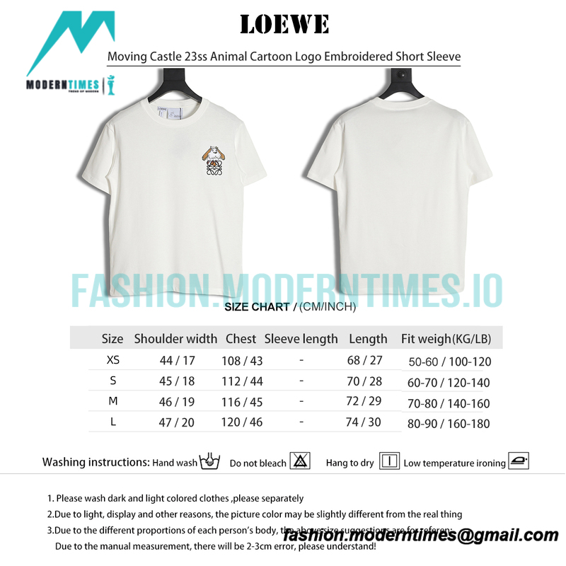  Loewe - Moving Castle 23ss Animal Cartoon Logo Embroidered Short Sleeve