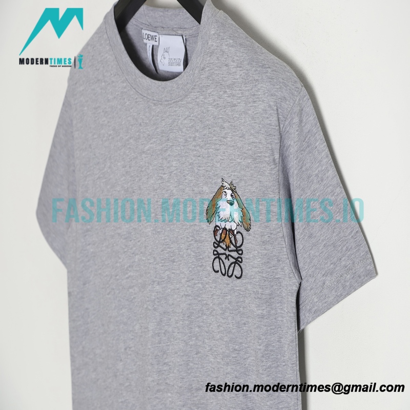  Loewe - Moving Castle 23ss Animal Cartoon Logo Embroidered Short Sleeve