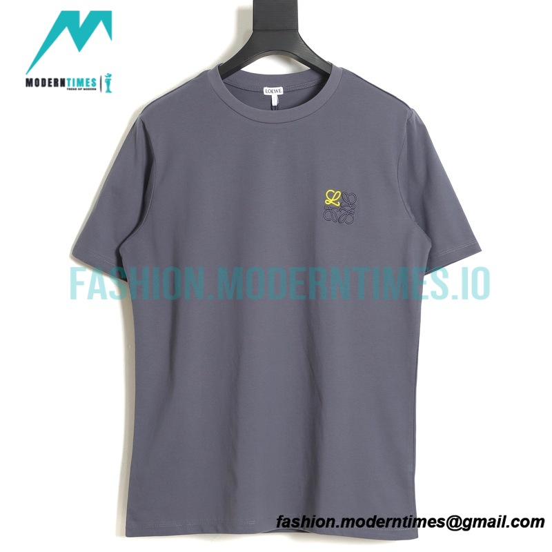 Loewe - 23SS Color Contrast Embroidered Logo Round Neck Short-sleeved T-shirt