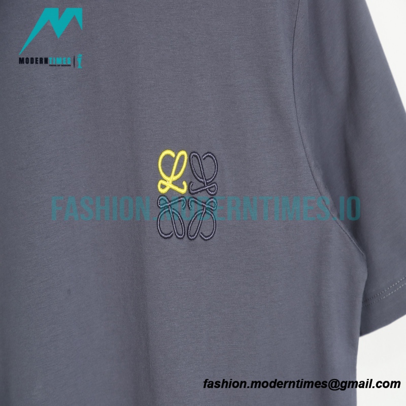 Loewe - 23SS Color Contrast Embroidered Logo Round Neck Short-sleeved T-shirt