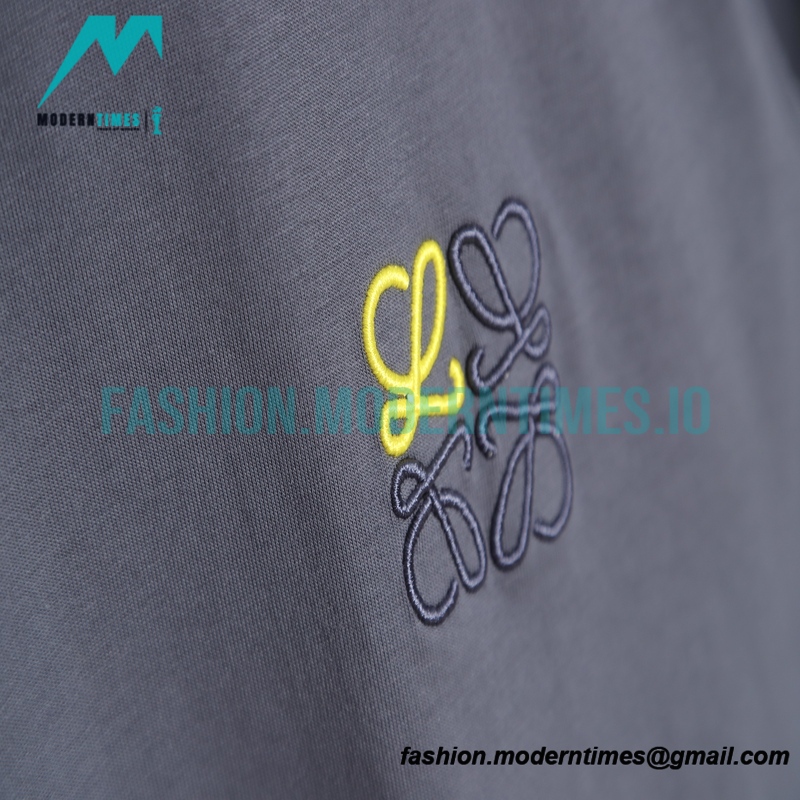 Loewe - 23SS Color Contrast Embroidered Logo Round Neck Short-sleeved T-shirt