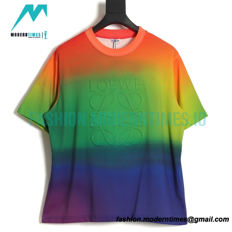 Loewe - 22SS Four-leaf Clover Embossed Rainbow Gradient Short-sleeved T-shirt