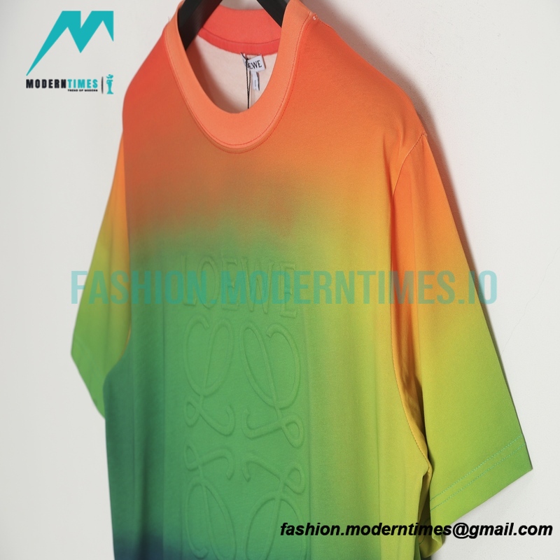 Loewe - 22SS Four-leaf Clover Embossed Rainbow Gradient Short-sleeved T-shirt
