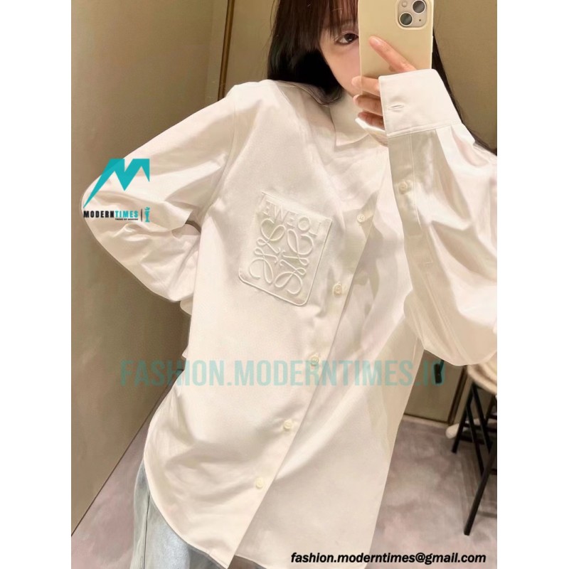 Loewe - Logo Three-dimensional Embroidered Long Sleeve Shirt
