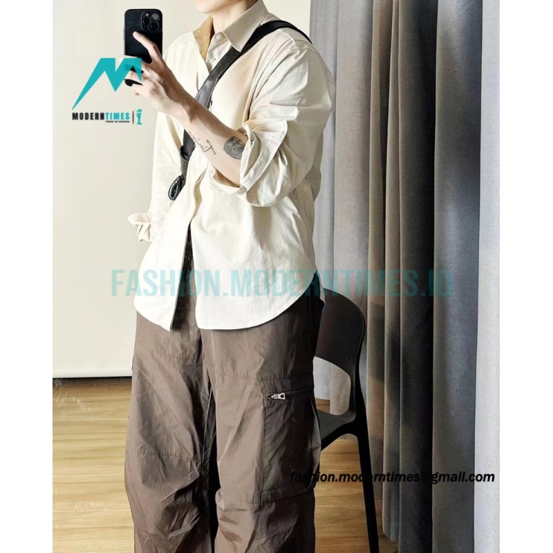 Loewe - 23SS Irregular Solid Color Long Sleeve Shirt