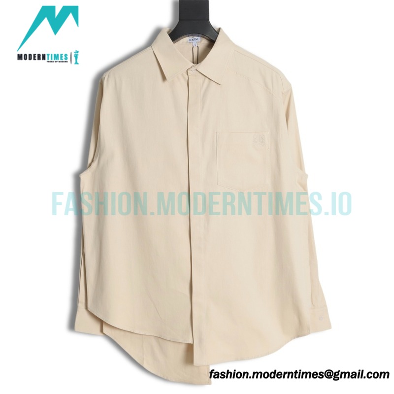 Loewe - 23SS Irregular Solid Color Long Sleeve Shirt