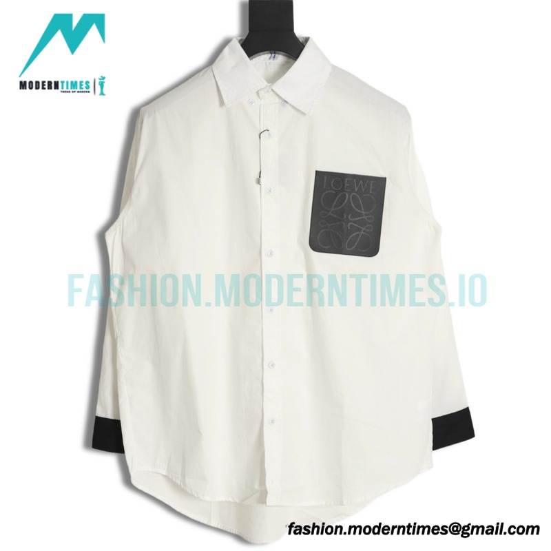 Loewe - Leather Label Pocket Embroidered Shirt With Long Sleeves