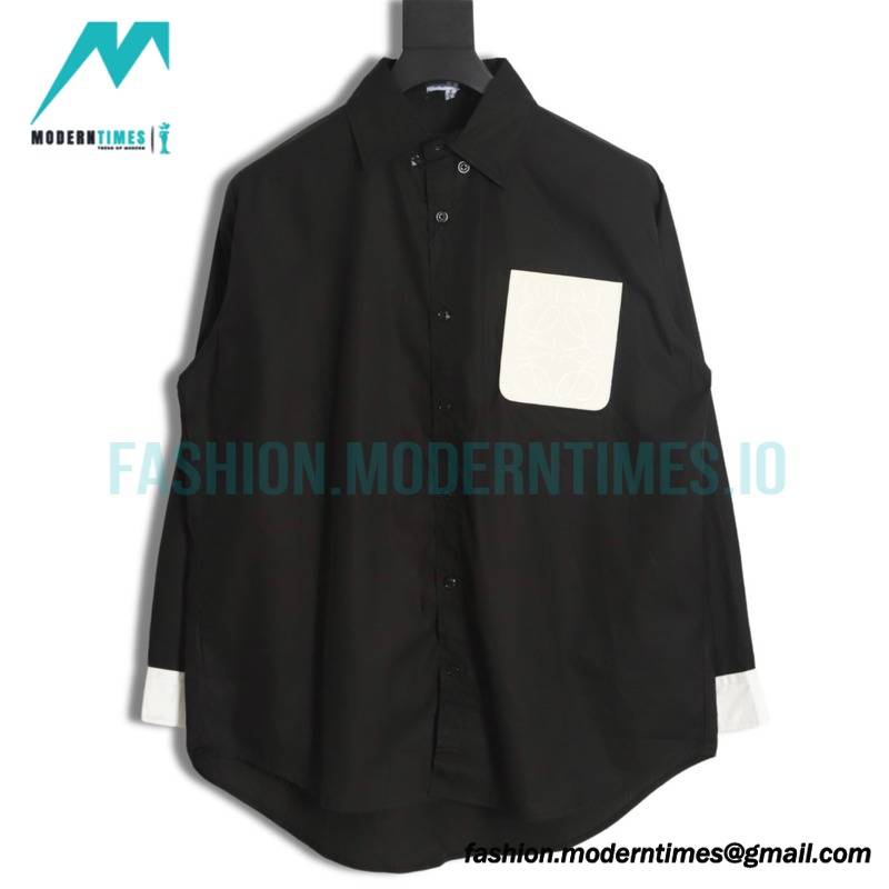 Loewe - Leather Label Pocket Embroidered Shirt With Long Sleeves