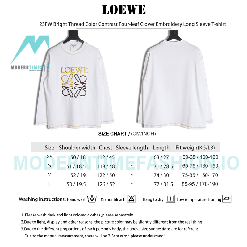 Loewe - 23FW Bright Thread Color Contrast Four-leaf Clover Embroidery Long Sleeve T-shirt