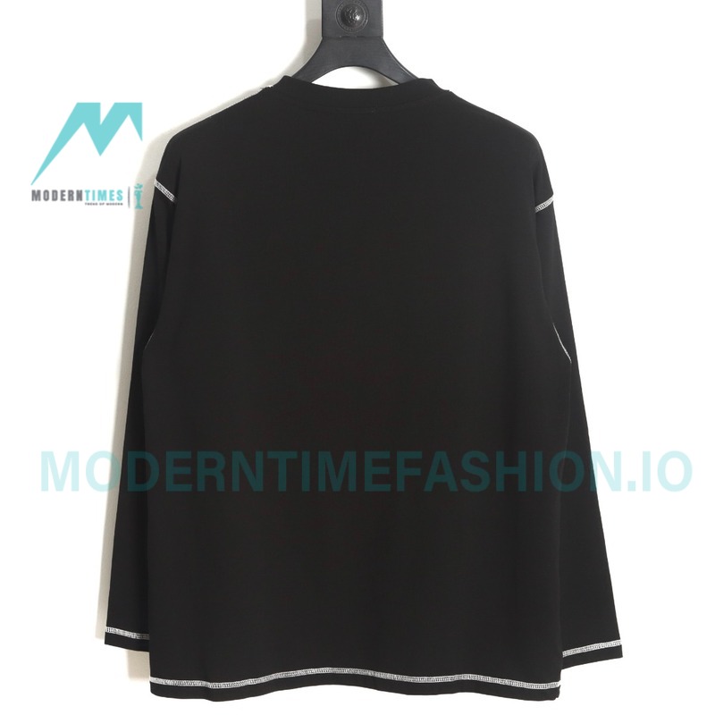Loewe - 23FW Bright Thread Color Contrast Four-leaf Clover Embroidery Long Sleeve T-shirt