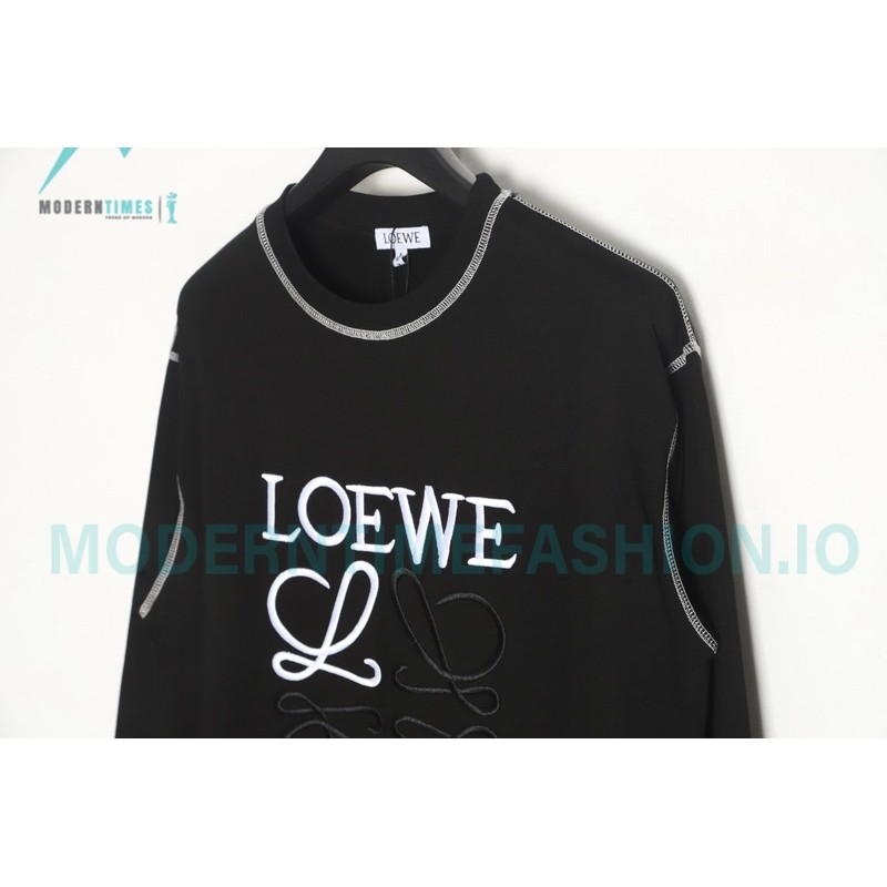 Loewe - 23FW Bright Thread Color Contrast Four-leaf Clover Embroidery Long Sleeve T-shirt
