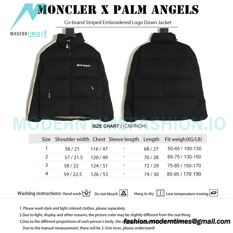 Moncler - Palm Angels Co-brand Striped Embroidered Logo Down Jacket