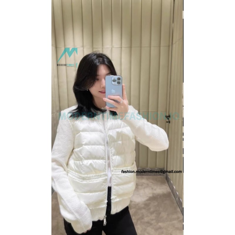 Moncler - 23FW Grenoble Series Knitted Patchwork Down Collar Casual Jacket