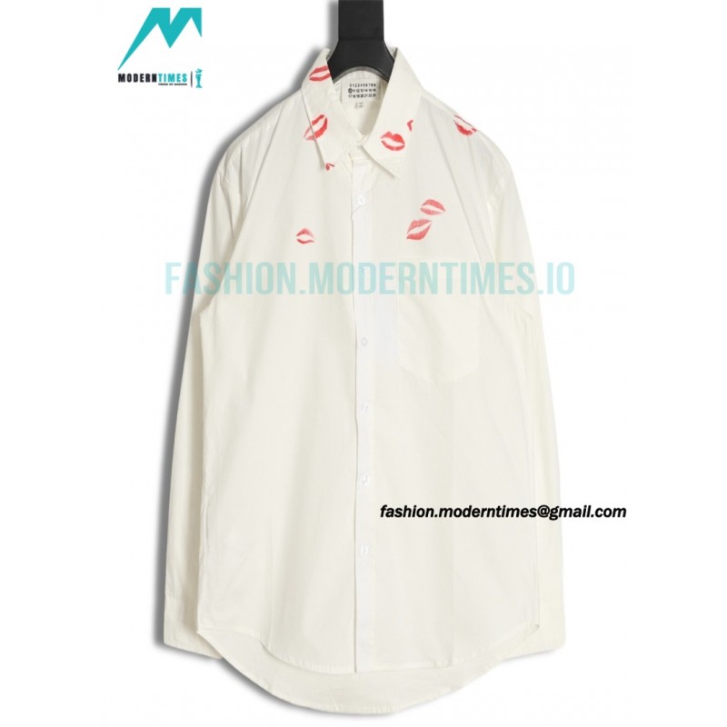 Maison Margiela -  Collar Lip Print Shirt