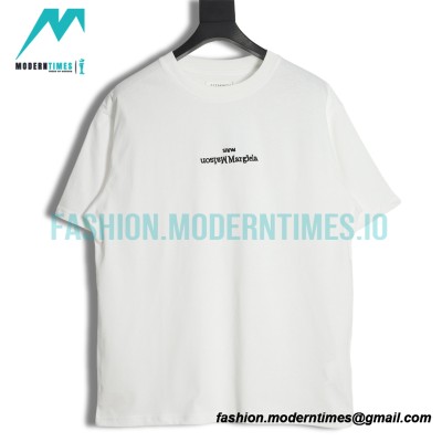 Maison Margiela - Black And White Reversed Letters Embroidered Short Sleeves