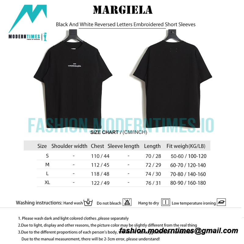 Maison Margiela - Black And White Reversed Letters Embroidered Short Sleeves