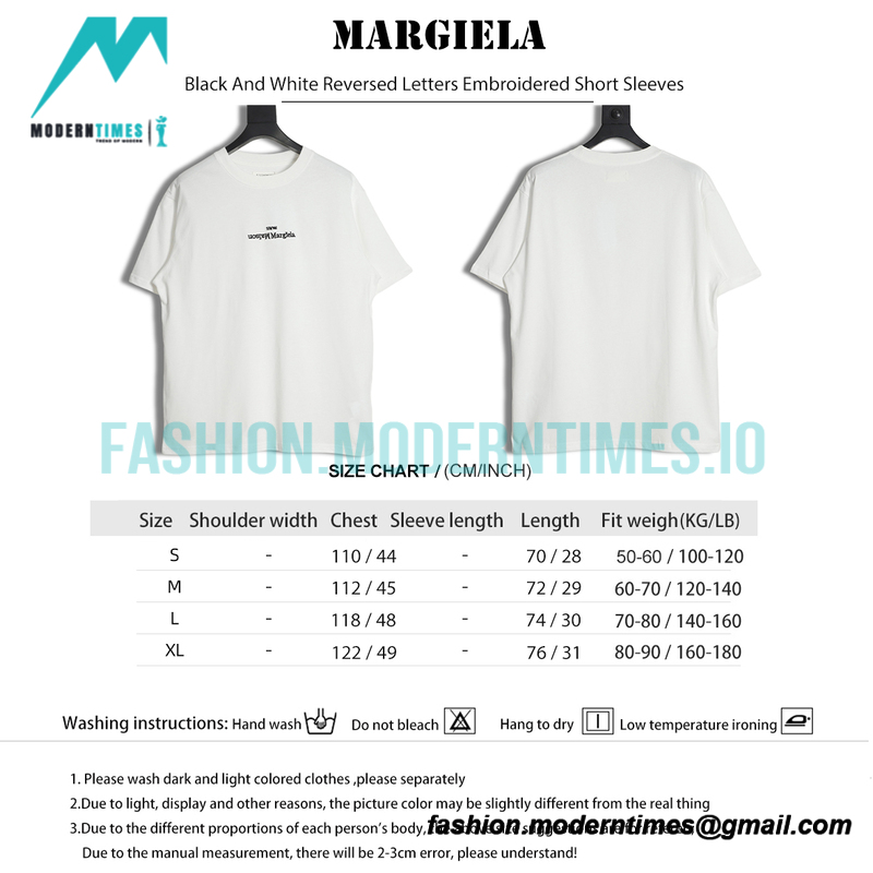 Maison Margiela - Black And White Reversed Letters Embroidered Short Sleeves