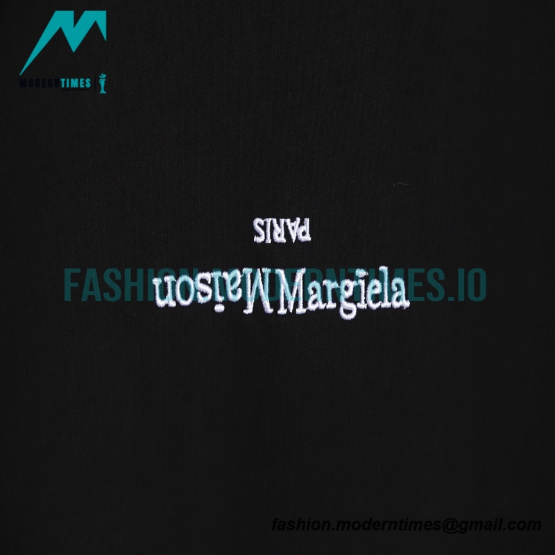 Maison Margiela - Black And White Reversed Letters Embroidered Short Sleeves