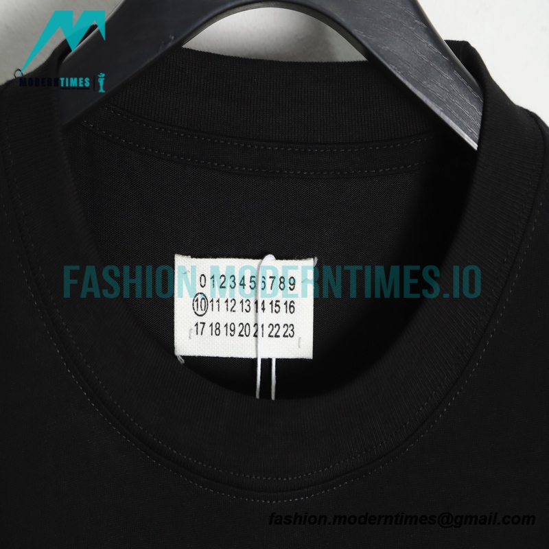 Maison Margiela - Black And White Reversed Letters Embroidered Short Sleeves