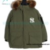 MLB - Chest Embroidered Logo Fur Collar Hooded Down Jacket