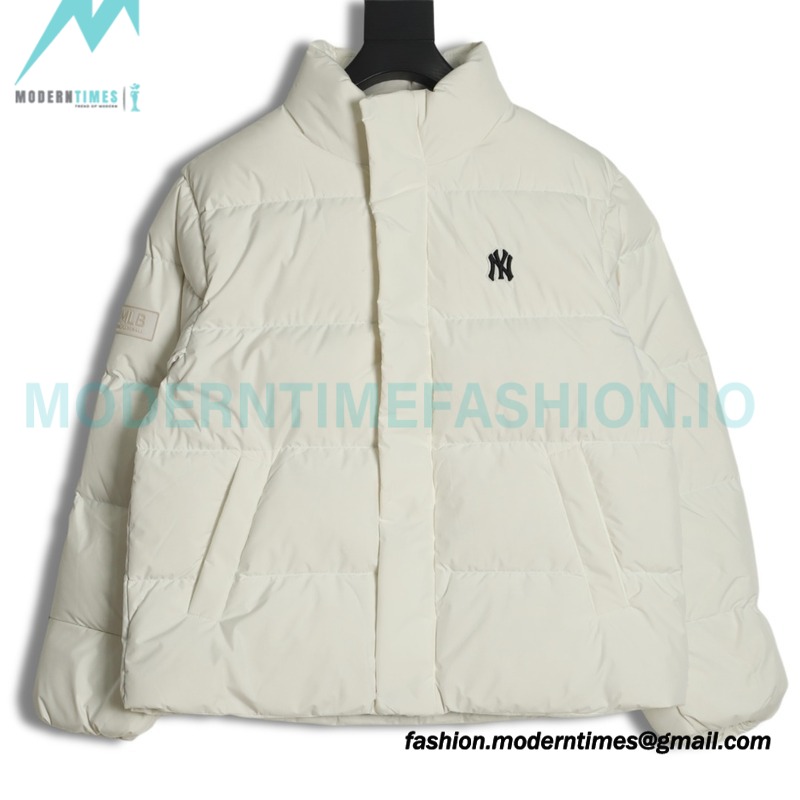 MLB - Button Label Embroidered Short Thickened Down Jacket