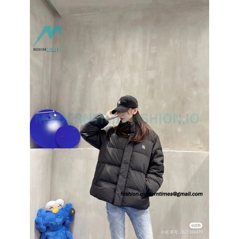 MLB - Button Label Embroidered Short Thickened Down Jacket