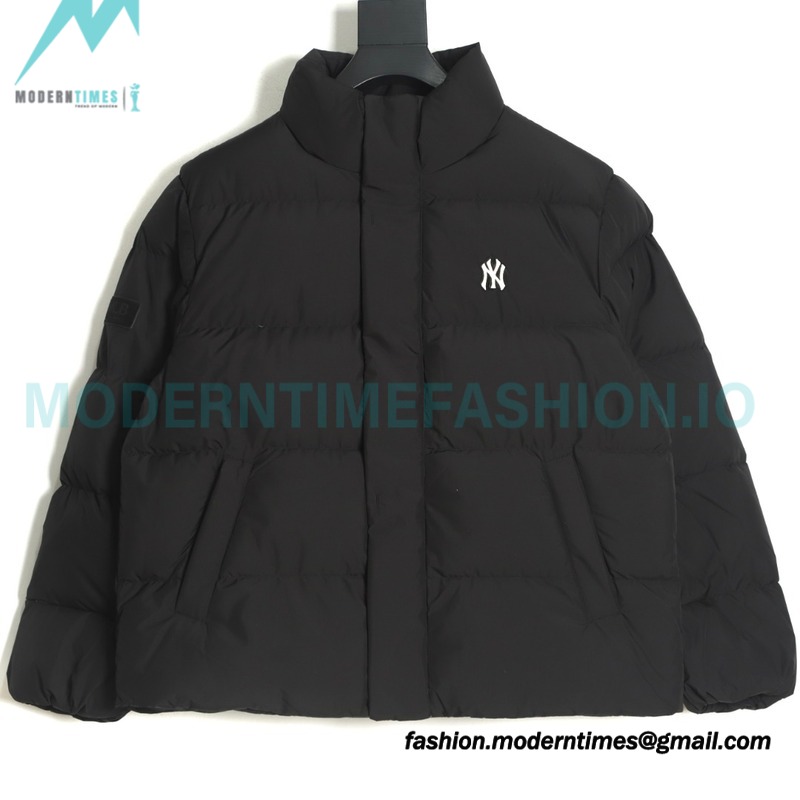 MLB - Button Label Embroidered Short Thickened Down Jacket