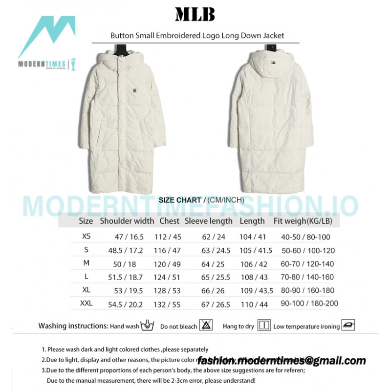 MLB - Button Small Embroidered Logo Long Down Jacket
