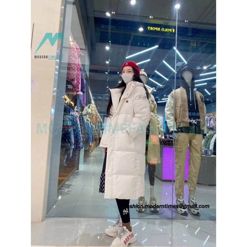 MLB - Button Small Embroidered Logo Long Down Jacket