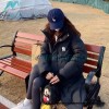 MLB - Button Small Embroidered Logo Long Down Jacket