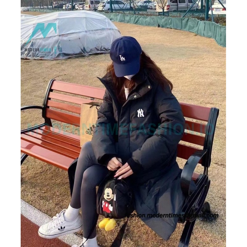 MLB - Button Small Embroidered Logo Long Down Jacket