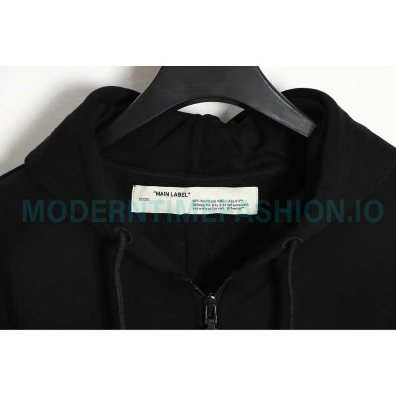 Off-White - Yellow Tape Zip-up Hoodie