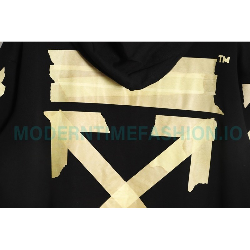 Off-White - Yellow Tape Zip-up Hoodie