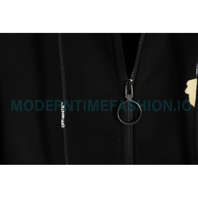 Off-White - Yellow Tape Zip-up Hoodie