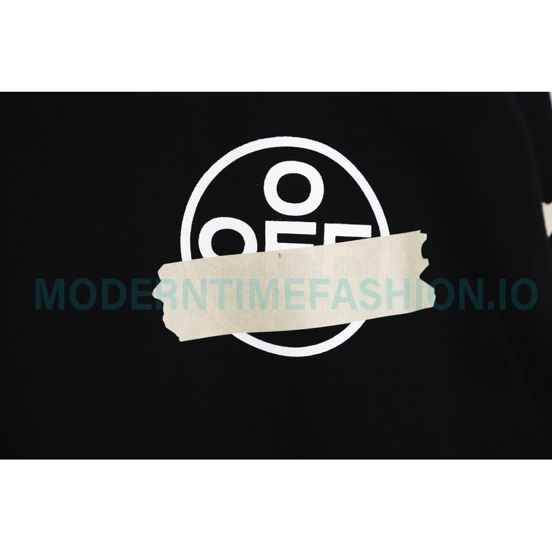 Off-White - Yellow Tape Crew neck Hoodie
