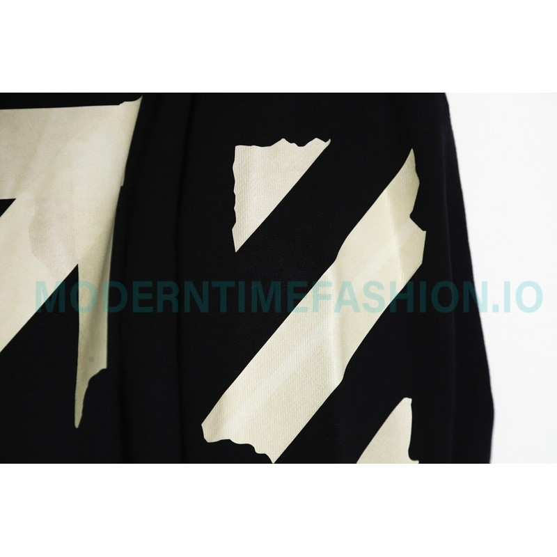 Off-White - Yellow Tape Crew neck Hoodie
