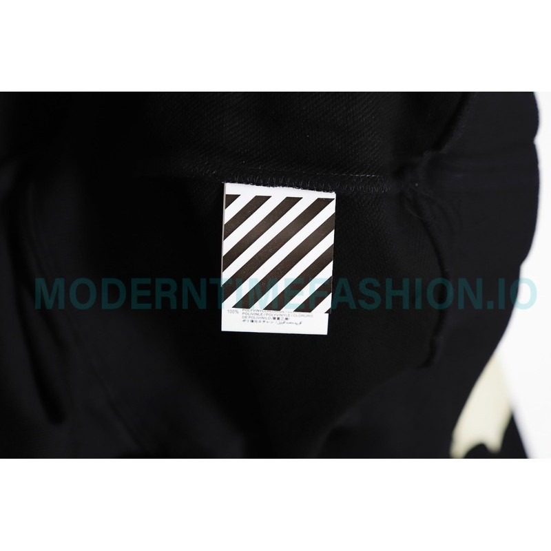 Off-White - Yellow Tape Crew neck Hoodie