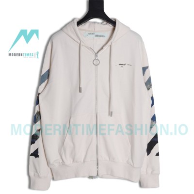 Off White - Monet Oil Painting Printed Zipper Hoodie