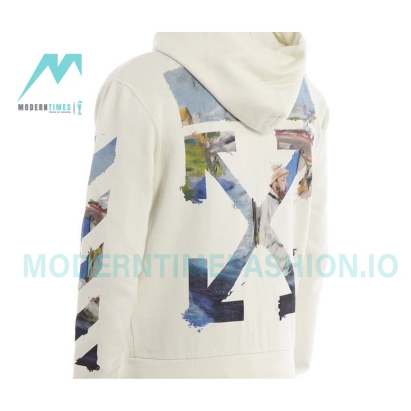Off White - Monet Oil Painting Printed Zipper Hoodie