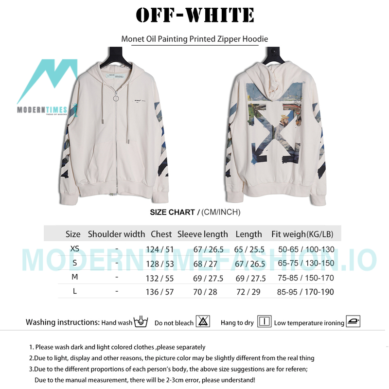 Off White - Monet Oil Painting Printed Zipper Hoodie