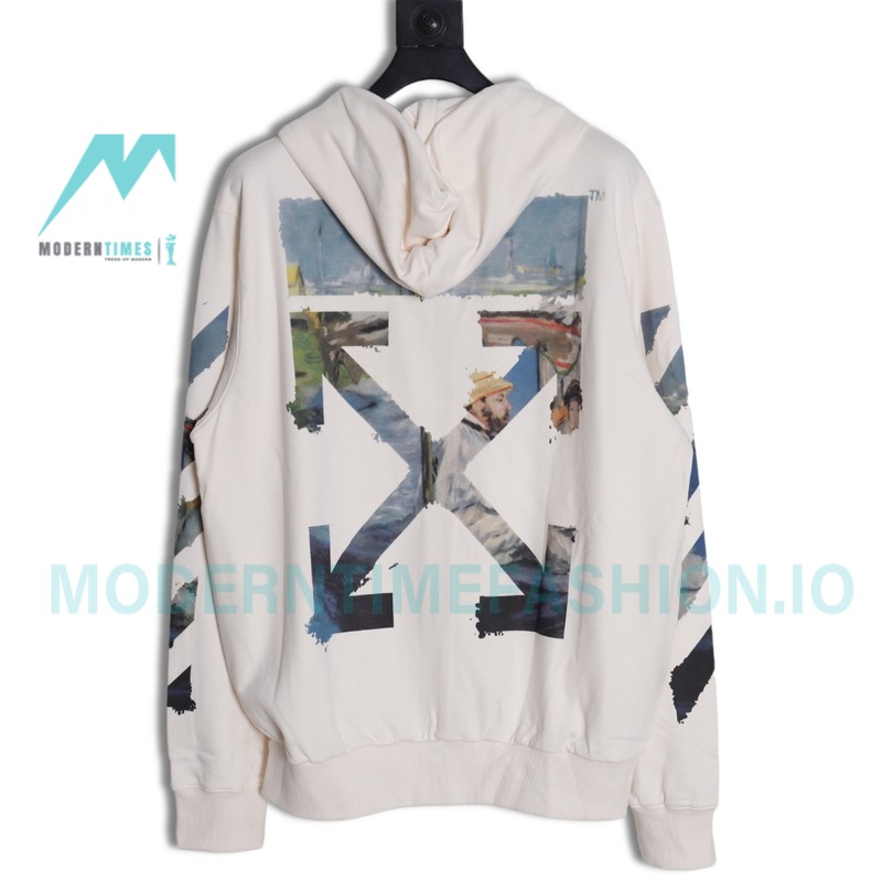 Off White - Monet Oil Painting Printed Zipper Hoodie