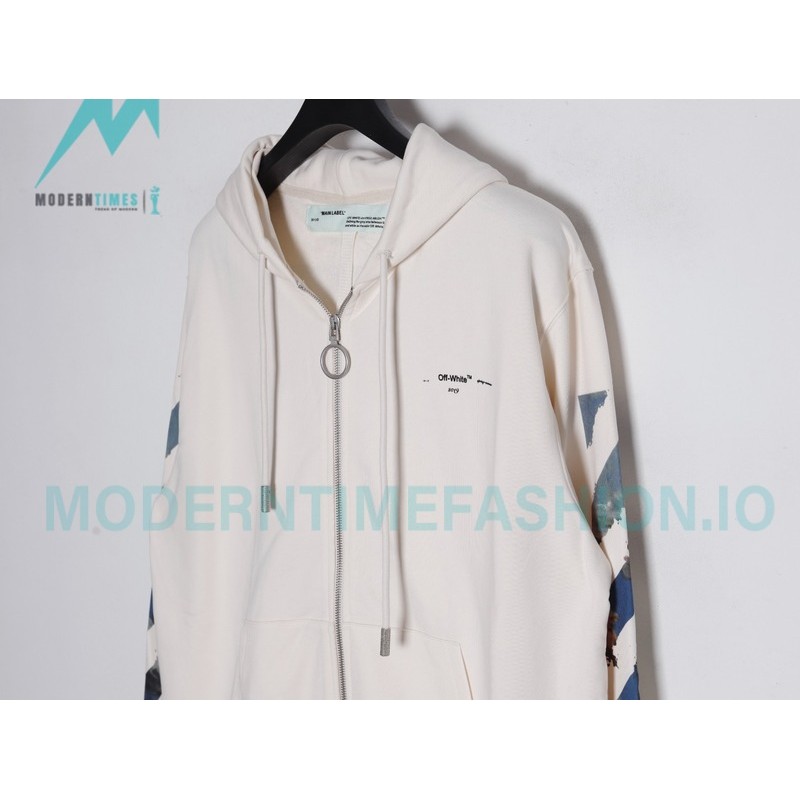 Off White - Monet Oil Painting Printed Zipper Hoodie