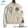 Off White - Milan Stitched Embroidery Heavy Hot Diamond Baseball Jacket