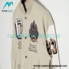 Off White - Milan Stitched Embroidery Heavy Hot Diamond Baseball Jacket
